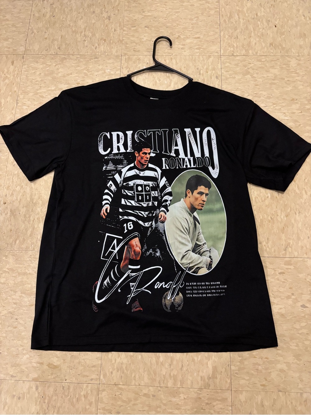 Cristiano Ronaldo Black Graphic Tee - Retro Soccer Print